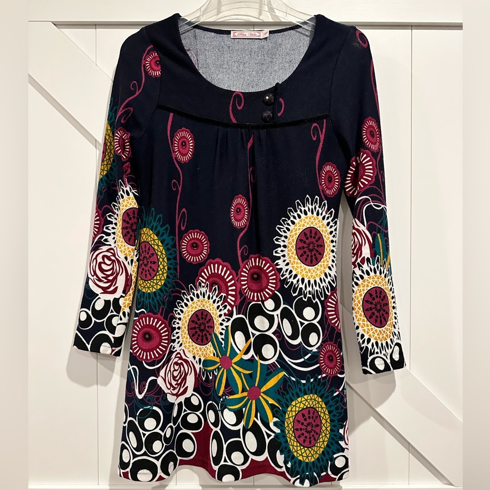 Adorable patterned sweater dress